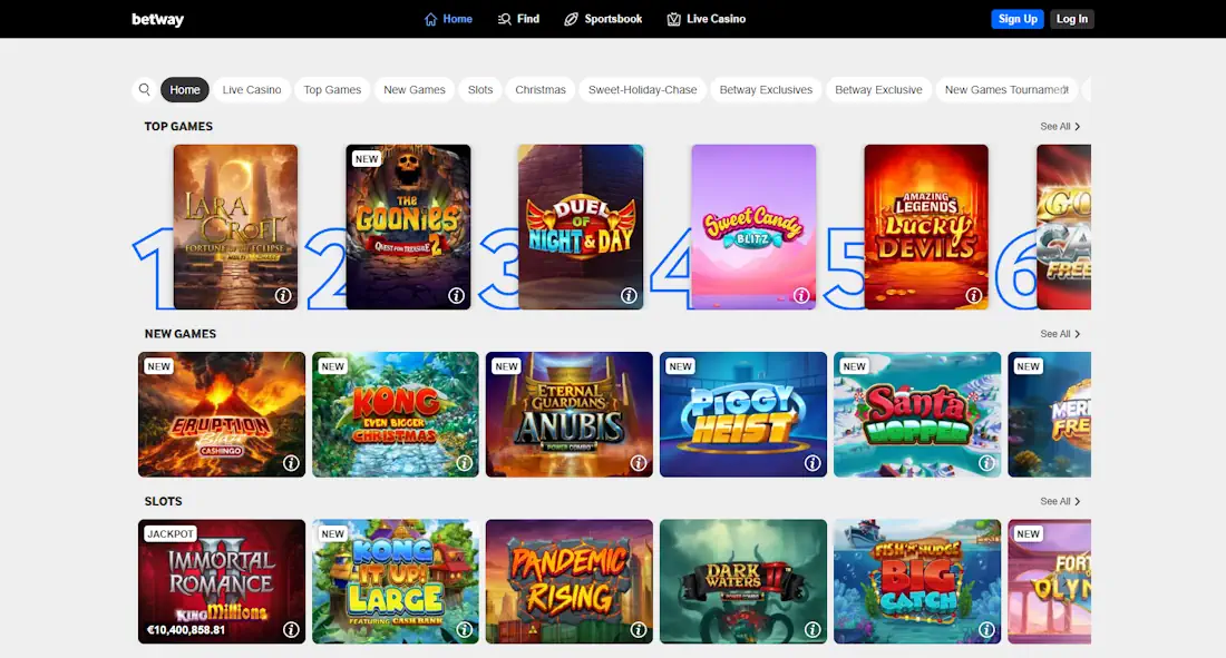 Betway Casino and Sportsbook Screenshot